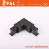 FSL Connettore Forma L sinistra per Binario Trifase - Colore NERO FSL Connettore Forma L sinistra per Binario Trifase - Colore NERO