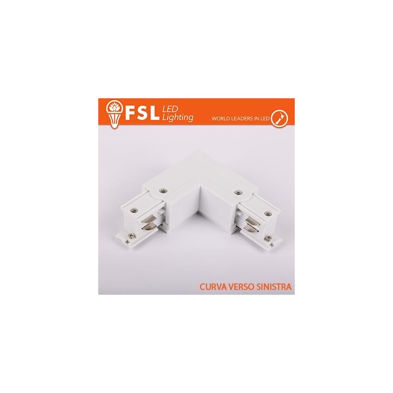 FSL Connettore Forma L sinistra per Binario Trifase - Colore BIANCO FSL Connettore Forma L sinistra per Binario Trifase - Colore BIANCO