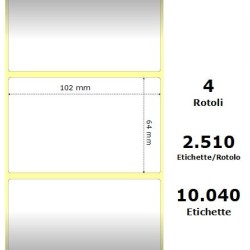 White 102x63.5mm,2510Et/Rotolo Z-1000D, 4x2.5x3Core ,4 Rolls