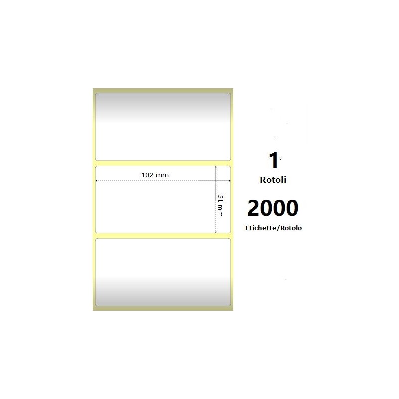 White 102x51mm, 2000 Et/Rotolo Z-2000D 4x2x3 Core, 1 Rolls