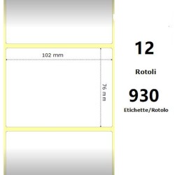 White 102x76mm,930 Et/Rotolo Z-4000D, 4x3x1 Core, 12 Rolls