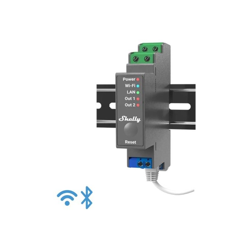 Shelly Pro 2 - IP Smart Relay DIN 2ch. LAN/WiFi/BT Shelly Pro 2 - IP Smart Relay DIN 2ch. LAN/WiFi/BT