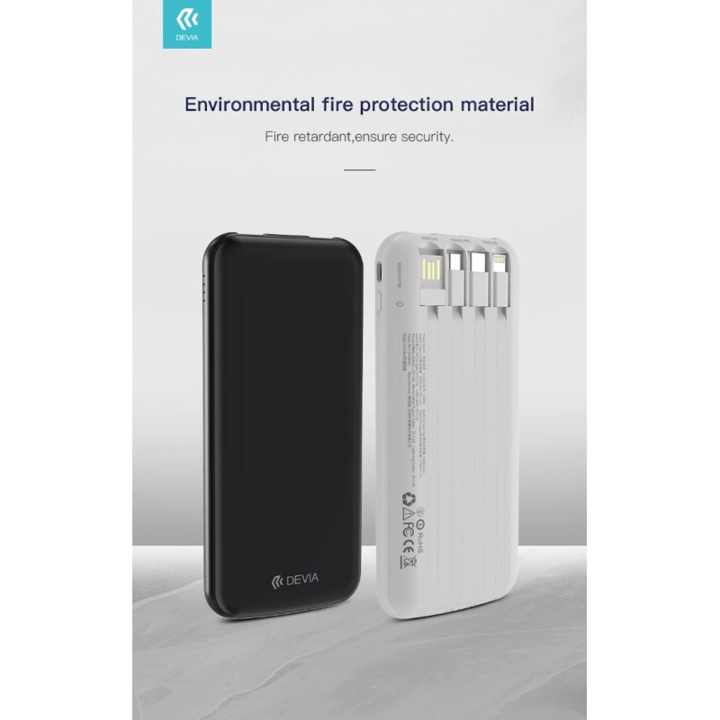 Powerbank Kintone V2 10.000 mAh con 4 Cavi M-L-C Bianco Powerbank Kintone V2 10.000 mAh con 4 Cavi M-L-C Bianco
