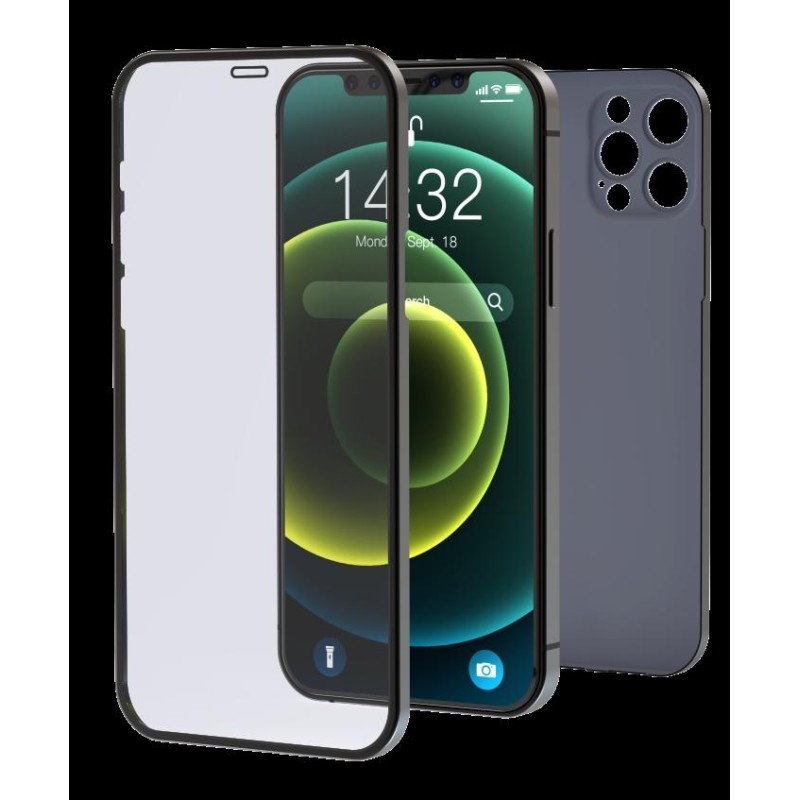 Cover & Vetro Totale protezione per iPhone 12 Nero Cover & Vetro Totale protezione per iPhone 12 Nero