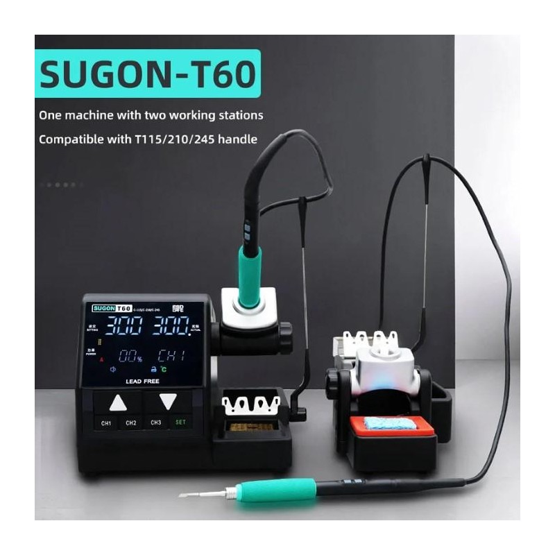 Stazione Doppia di saldatura SUGON T60 con impugnatura C210 160W Stazione Doppia di saldatura SUGON T60 con impugnatura C210 160W