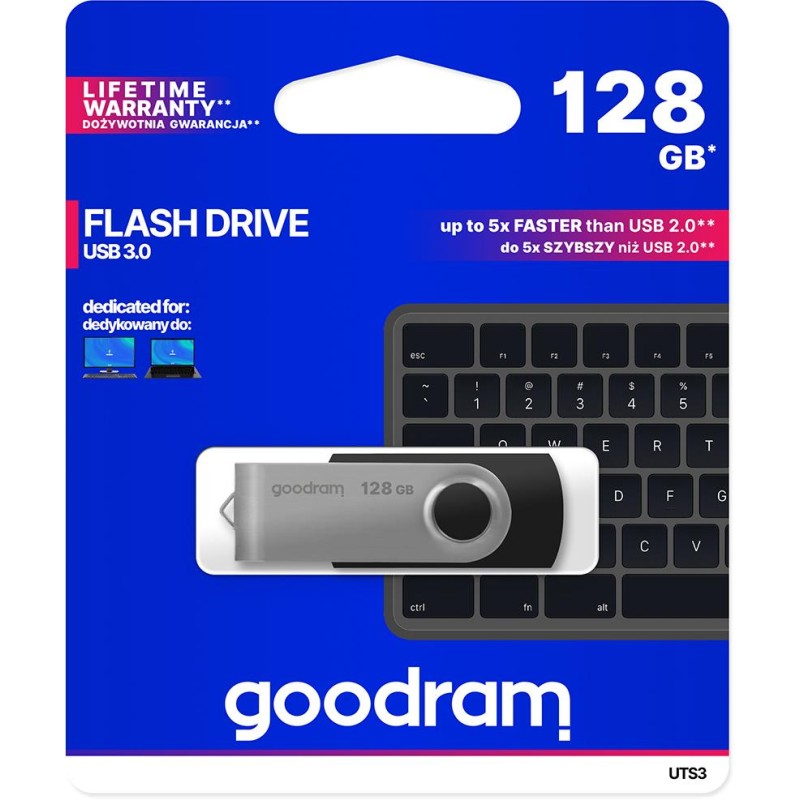 Pendrive GoodRAM 128GB UTS3 BLACK USB 3.0 - retail blister Pendrive GoodRAM 128GB UTS3 BLACK USB 3.0 - retail blister